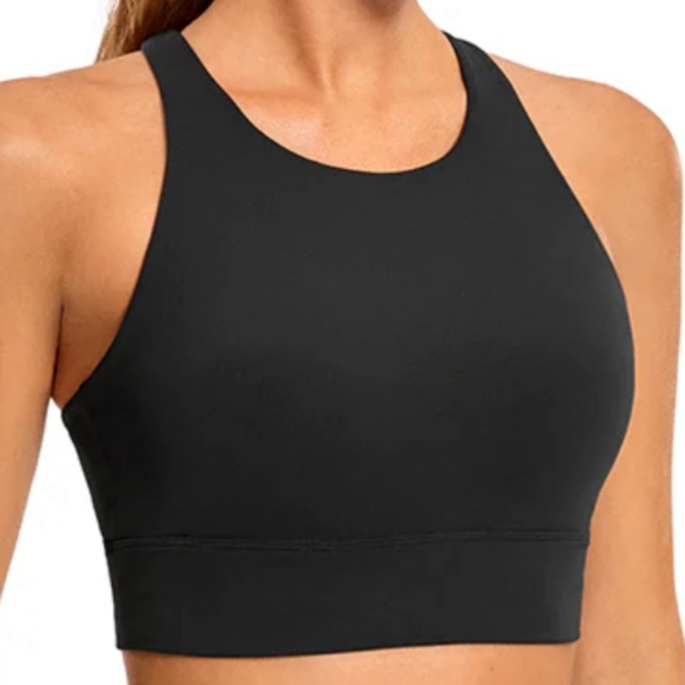 CRZ YOGA Strappy High Neck Longline Sports Bra/ Crop Tank Top